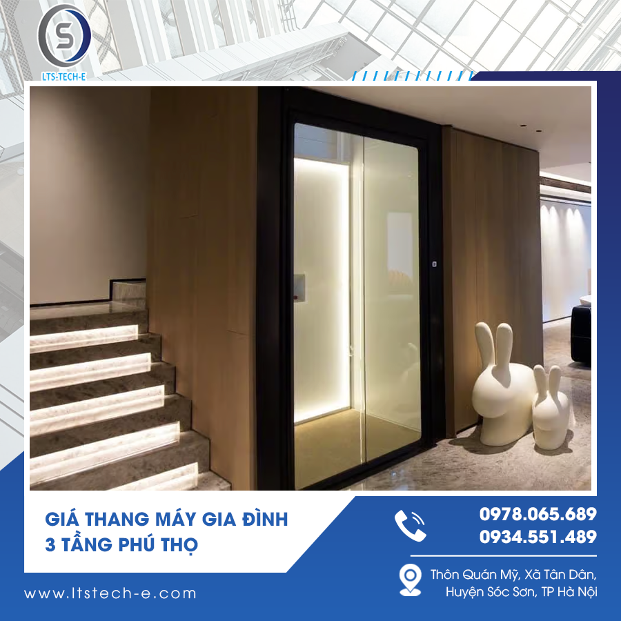 Cabin thang máy 3 tầng rộng rãi, tiện nghi cho gia đình.