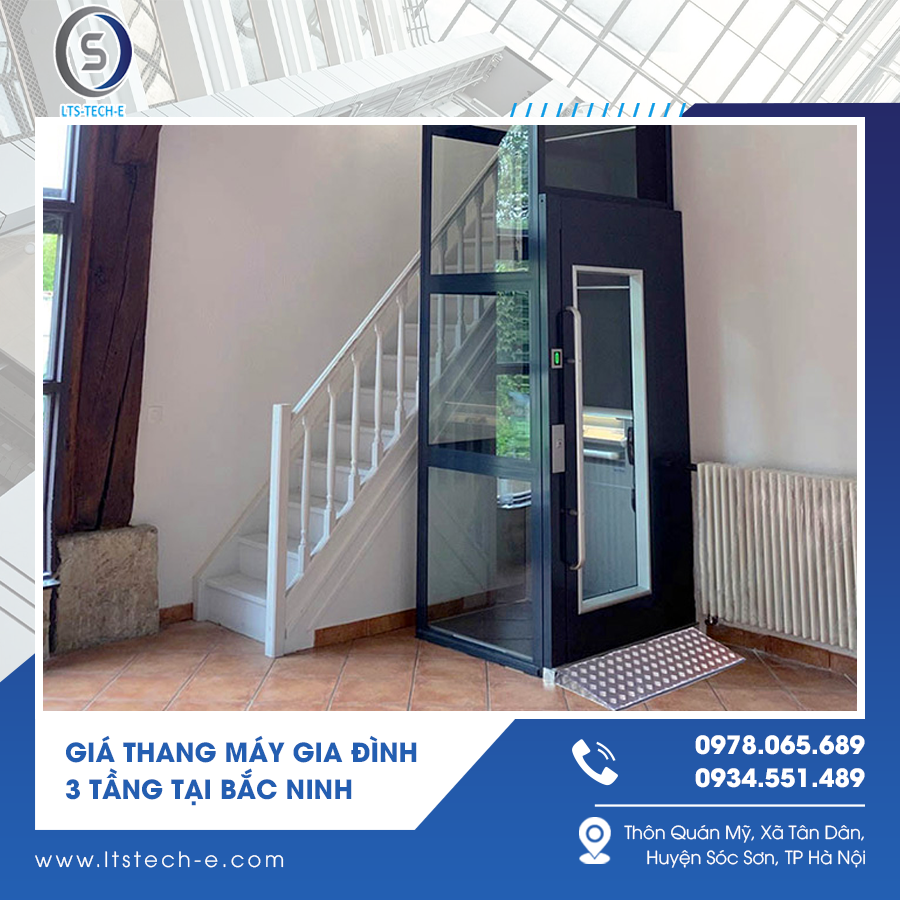 Thang máy 3 tầng tiết kiệm không gian cho nhà diện tích nhỏ.