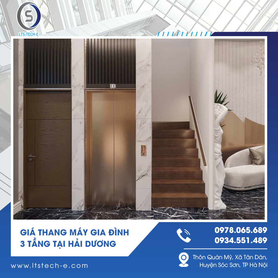 Lắp đặt thang máy 3 tầng gia đình giữa nhà tạo điểm nhấn