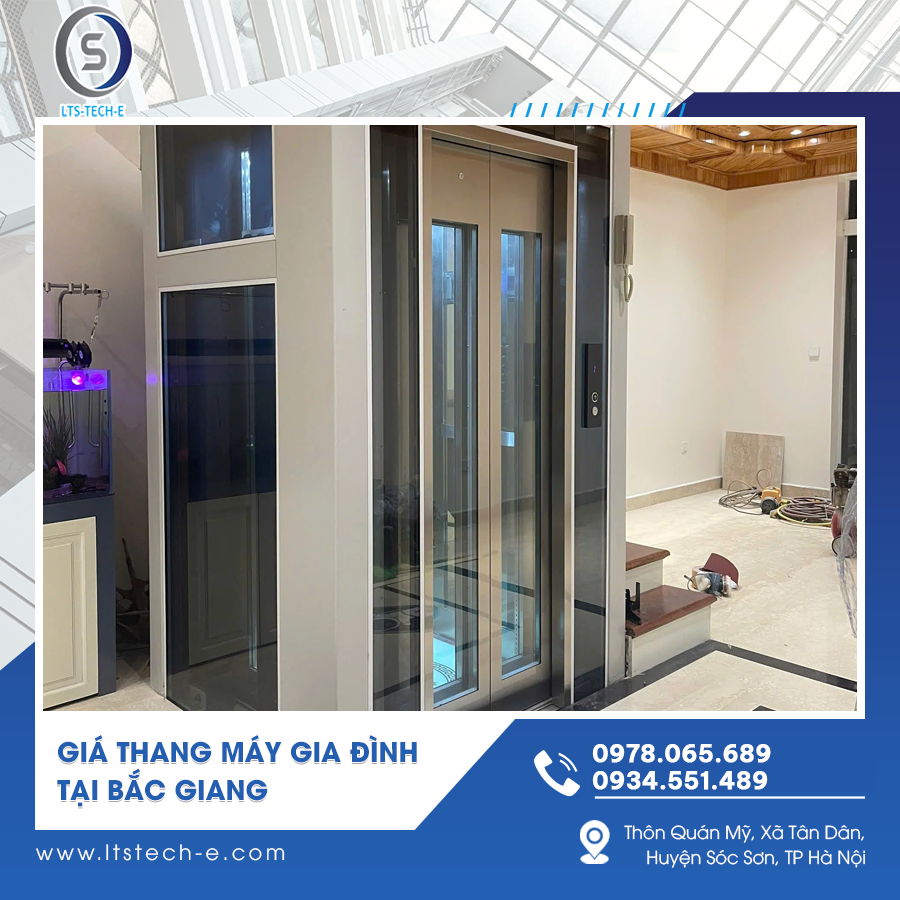 Mẫu thang máy gia đình tích hợp gương tăng chiều sâu không gian